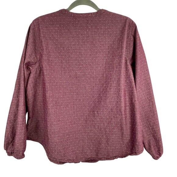 St. John's Bay 100% Cotton Button Down Boxy Puff Sleeve Plum Blouse Women's 1X - Picture 3 of 14